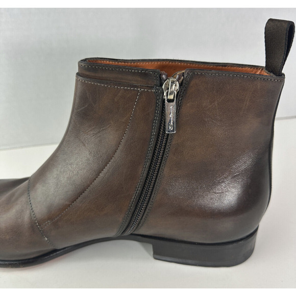 Santoni Monk Strap Boots Brown Leather Designer Dress Loafers Men's Size D 12 - Picture 8 of 16